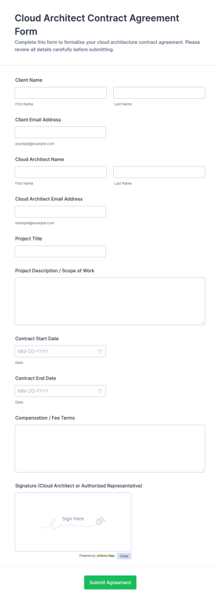 Cloud Architect Contract Agreement Form Template