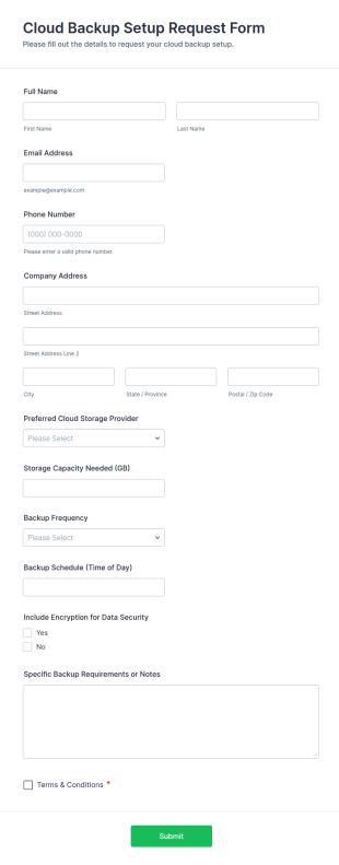 Cloud Backup Setup Request Form Template