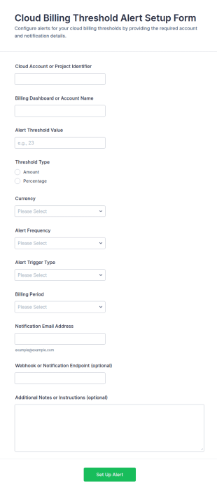 Cloud Billing Threshold Alert Setup Form Template