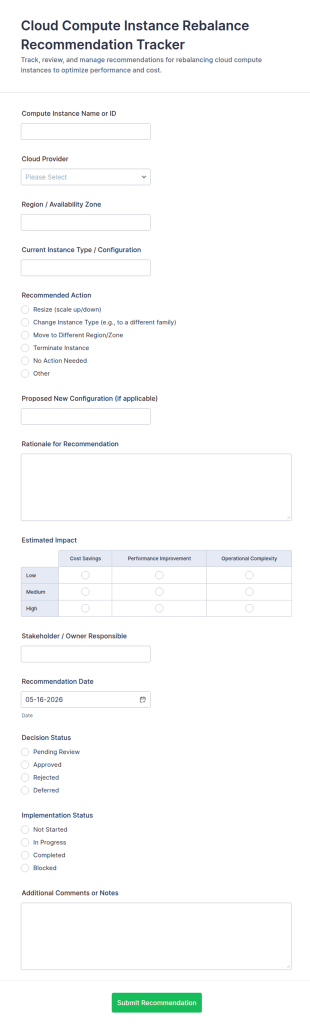 Cloud Compute Instance Rebalance Recommendation Tracker Form Template