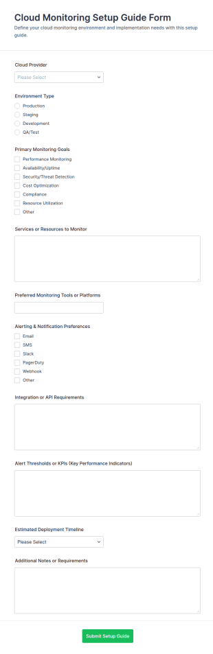 Cloud Monitoring Setup Guide Form Template