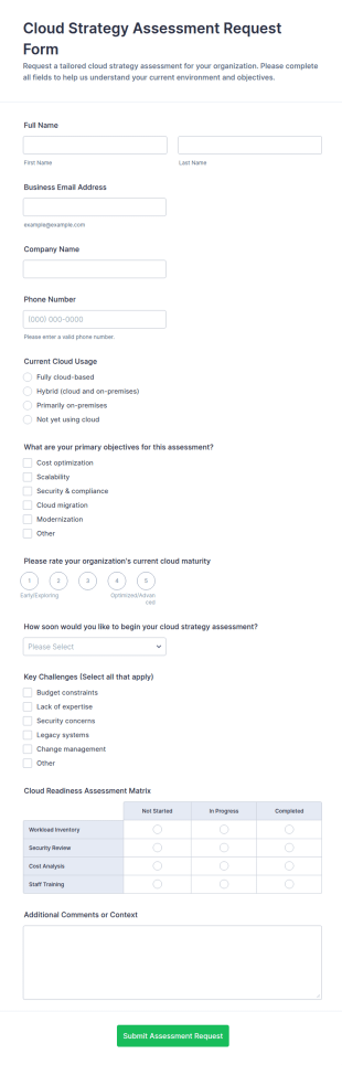 Cloud Strategy Assessment Request Form Template