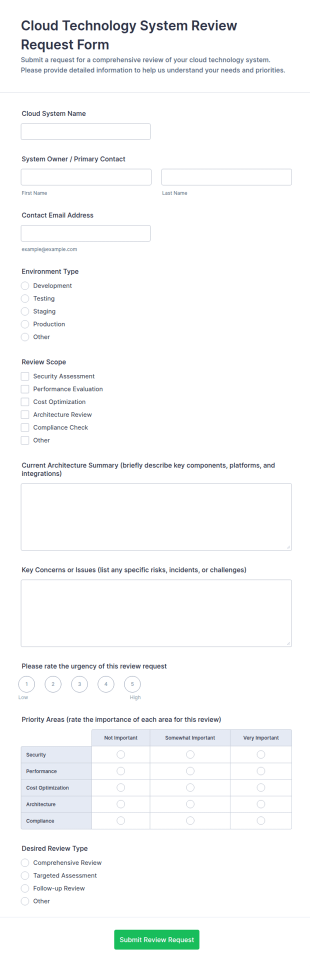Cloud Technology System Review Request Form Template