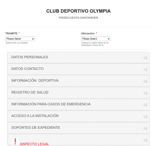 Club Deportivo Olympia Inscripcion Form Template