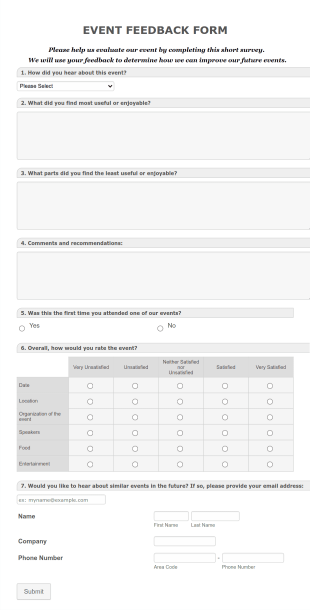 Club Feroviar Conference Feedback Form Template