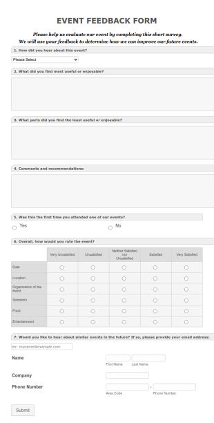Club Feroviar Conference Feedback Form Template