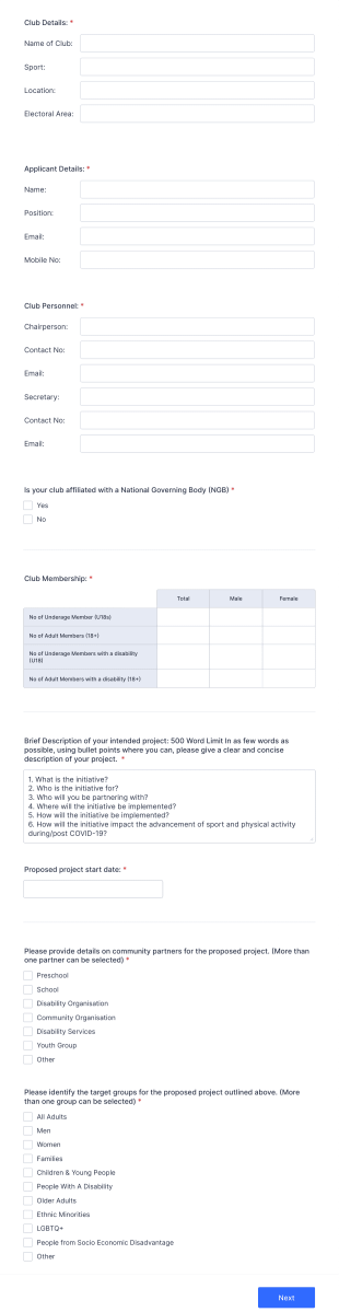Club Funding Request Form Template