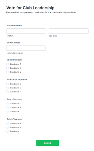 Club Leadership Voting Form Template