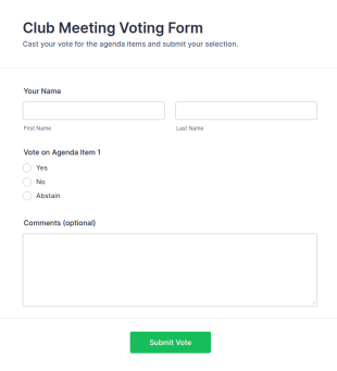 Club Meeting Voting Form Template
