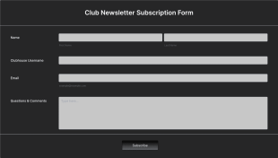 Club Newsletter Subscription Form Template