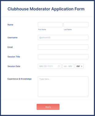 Clubhouse Moderator Application Form Template