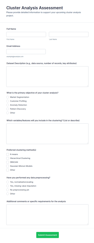 Cluster Analysis Assessment Form Template
