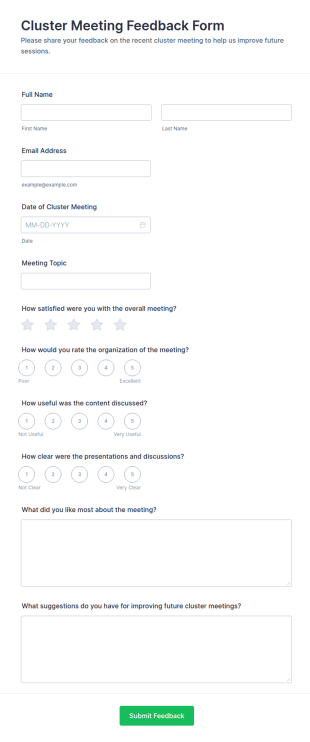 Cluster Meeting Feedback Form Template