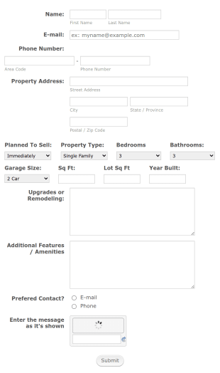 Real Property Contact Form Template