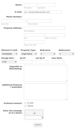 Real Property Contact Form Template