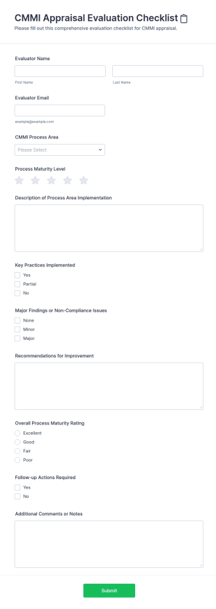 CMMI Appraisal Evaluation Checklist 📋 Form Template