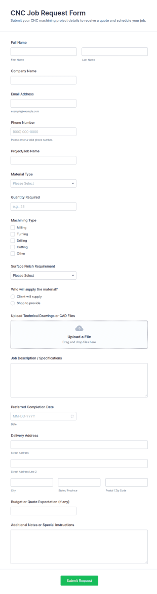CNC Job Request Form Template