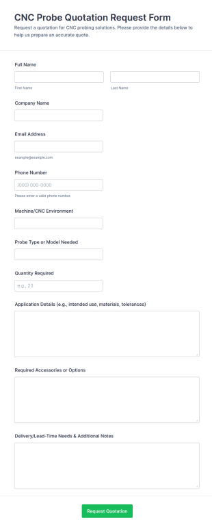 CNC Probe Quotation Request Form Template