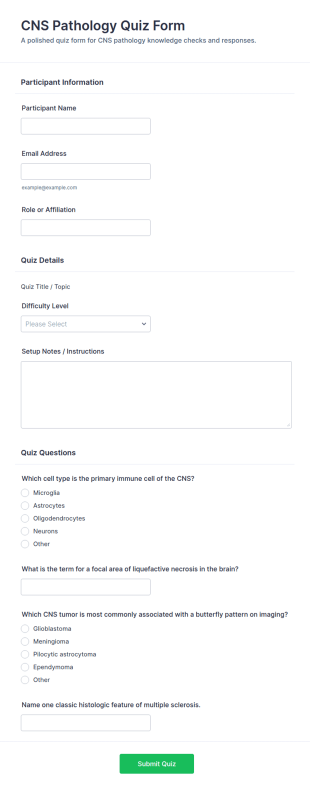 CNS Pathology Quiz Form Template