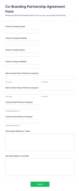 Co Branding Partnership Agreement Form Template
