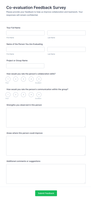 Co Evaluation Feedback Survey Form Template