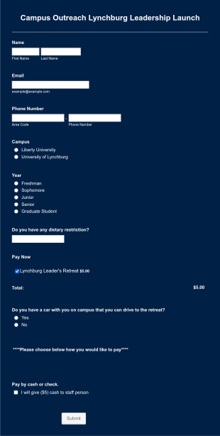 Campus Outreach Event Registration Form Template