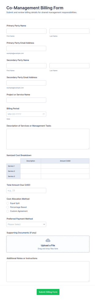 Co Management Billing Form Template