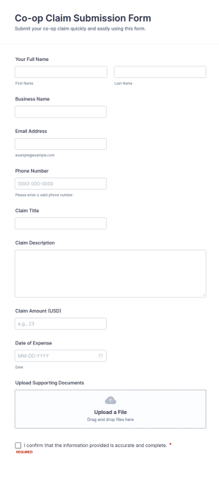 Co Op Claim Submission Form Template