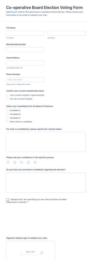 Co Operative Board Election Voting Form Template