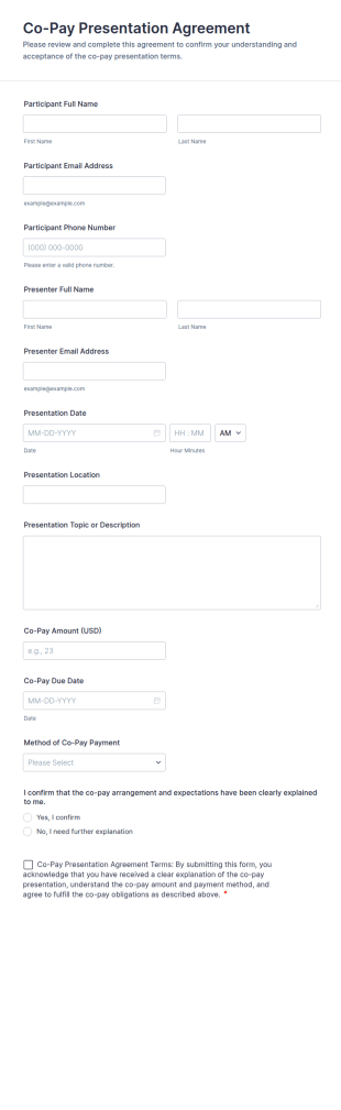 Co Pay Presentation Agreement Form Template