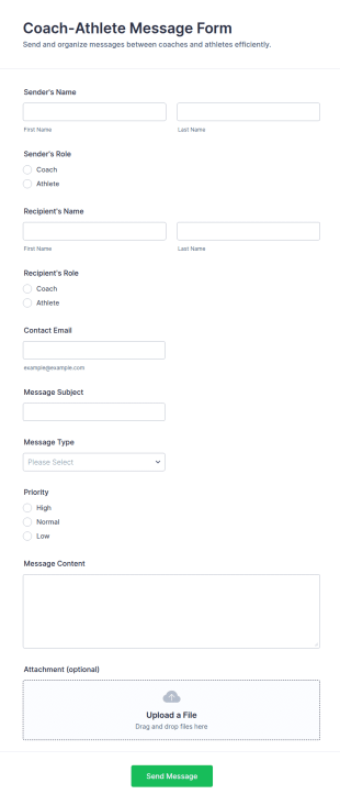 Coach Athlete Message Form Template