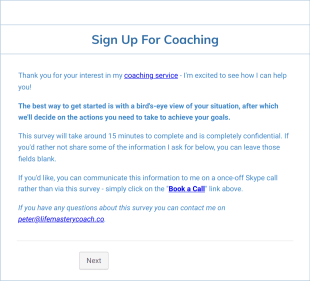 New Client Survey Form Template