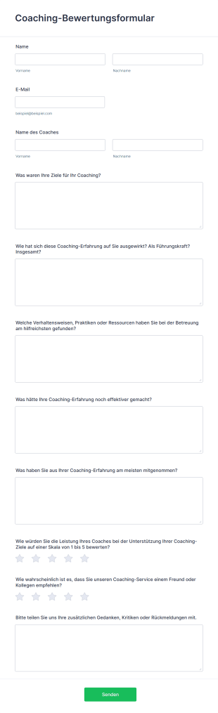 Coaching Bewertungsformular Form Template