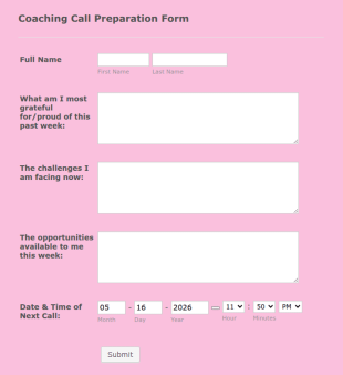 Coaching Call Preparation Form Template