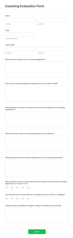 Coaching Evaluation Form Template