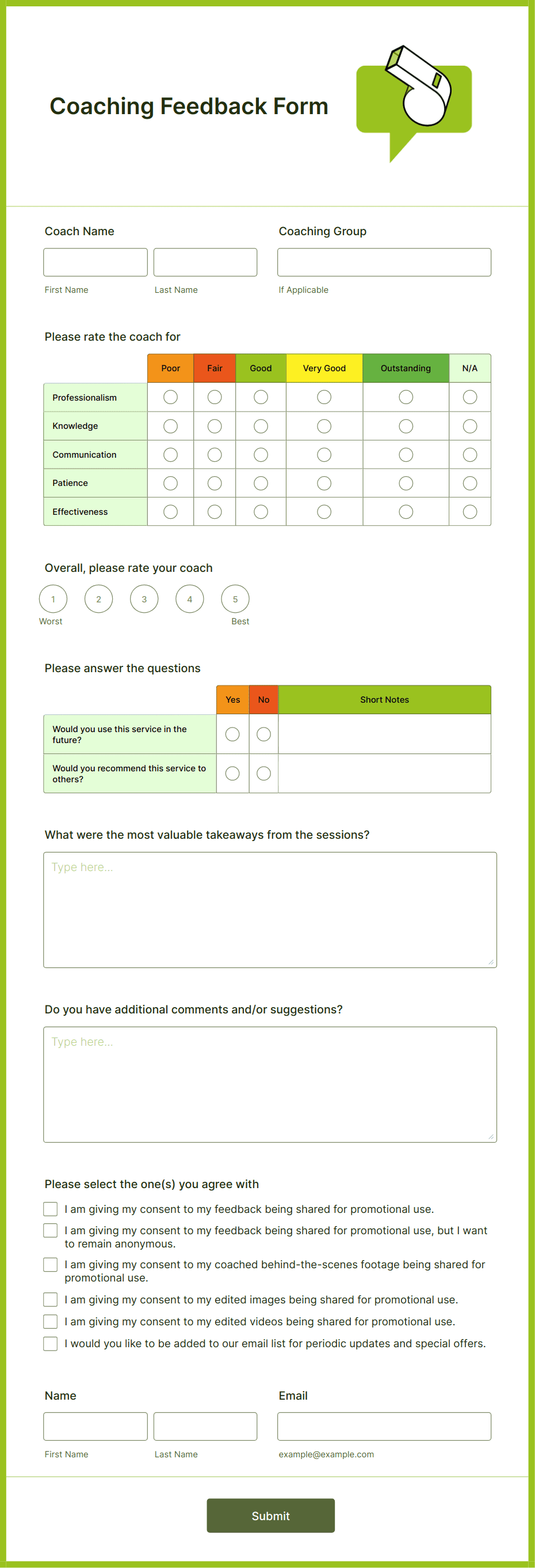 Coaching Feedback Form Template | Jotform coaching-feedback-form-template-jotform