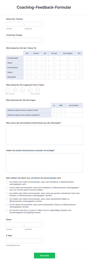Coaching Feedback Formular