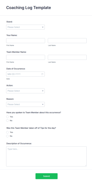 Coaching Log Template