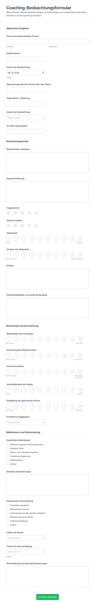 Coaching Observation Formular