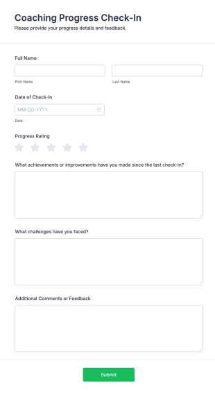 Coaching Progress Check In Form Template