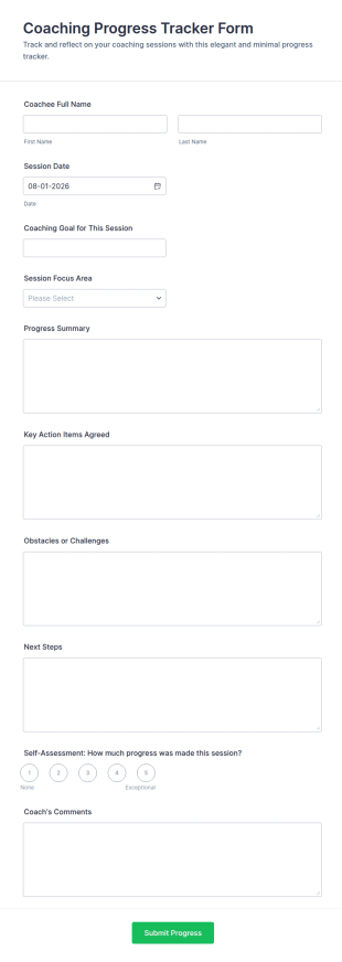 Coaching Progress Tracker Form Template