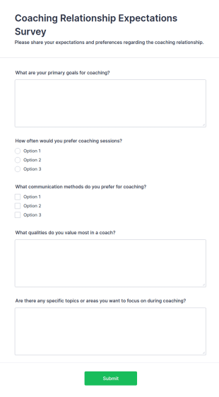Coaching Relationship Expectations Survey Form Template