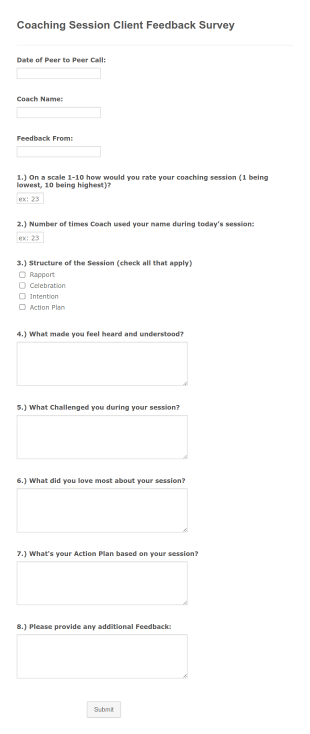 Coaching Session Client Feedback Survey Template