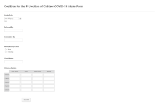 Coalition For The Protection Of ChildrenCOVID 19 Intake Form Template