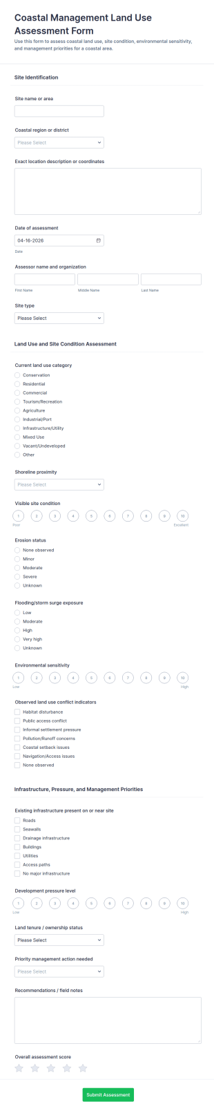 Coastal Management Land Use Assessment Form Template