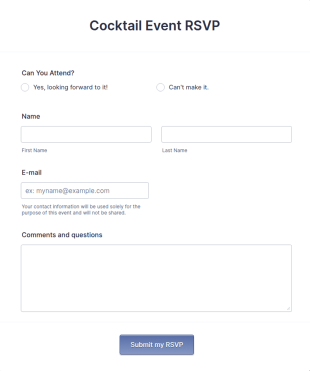 Cocktail Event RSVP Form Template