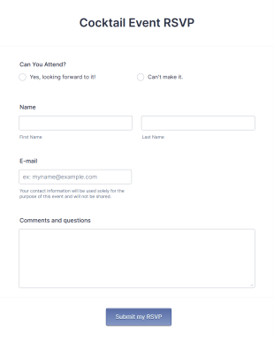 Cocktail Event RSVP Form Template