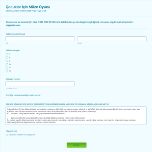 Çocuklar İçin Müze Oyunu 7 Form Şablonu
