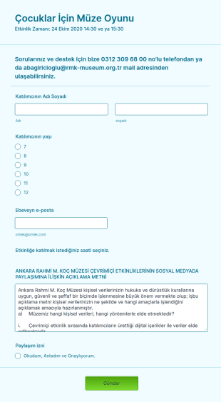 Çocuklar İçin Müze Oyunu 7 Form Şablonu