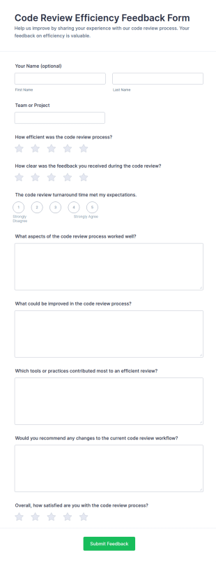 Code Review Efficiency Feedback Form Template